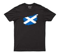 Scotland Flag T-Shirt Distressed Vintage Patriotric Tee Mens Womens Kids Top Black Unisex 3X-Large Chest 52"