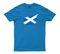 Scotland Flag T-Shirt Distressed Vintage Patriotric Tee Mens Womens Kids Top Sapphire Unisex Large Chest 40-42"