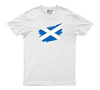 Scotland Flag T-Shirt Distressed Vintage Patriotric Tee Mens Womens Kids Top White Unisex Large Chest 40-42"