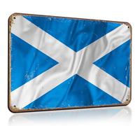 Scotland Flag Tin Sign Vintage Metal Plaque, Scottish Saltire St Andrew’s Cross Wall Decor for Pub Bar Man Cave Garage, Rustic Distressed Iron Art Poster for Family Friends Cafe Scots Fans 30x20 cm