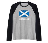 Scotland Flag Vintage Grunge Scottish Raglan Baseball Tee