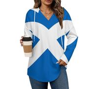 Scotland Flag Women's Hoodies Loose Pullover Hooded Sweatshirt Casual Sweater Tops Blouse