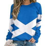 Scotland Flag Women's Pullover Sweatshirt Long Sleeve Tops Leisure Sweater for Work Home Shopping