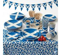 Scotland Flag World Cup Party Tableware Dinner Set for 24 Guests - Scottish St Andrews Cross 294pcs - Disposable Dinnerware, Plates, Cups, Tablecloth, Bunting & More - Football Rugby Party Decorations