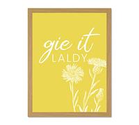 Scotland Flower Quote Gie It Laldy Large Framed Art Print Poster Wall Decor 18x24 inch