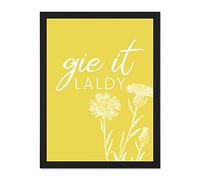 Scotland Flower Quote Gie It Laldy Large Framed Art Print Poster Wall Decor 18x24 inch
