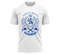 Scotland Forever Mens T Shirt - Alba Gu Bràth - Patriotic Rampant Tee for Him - Scottish Pride Heritage Top - Saint Andrews Cross Design, M, White