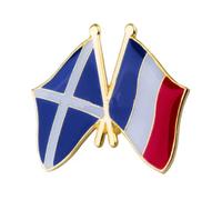 Scotland & France Friendship Flags Rectangle Enamel Metal Pin Badge - National Lapel Brooch 2.4 x 1.9 cm - Cultural Alliance and Diplomatic Symbol