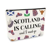Scotland Gift Edinburgh Travel Gift for Women Makeup Bag Scotland Lover Gifts Scotland Travel Trip Souvenirs Gift for Traveller Friends Sister Cosmetic Bag Birthday Graduation Gift Zipper Toiletry Bag