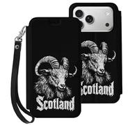 Scotland Goat Printed Wallet Phone Case Slim Cute Cellphone Protective Cover Hanging Rope Unisex Compatible with iPhone 17/17 Air/17 Pro/17 Pro Max
