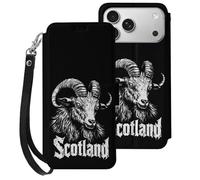 Scotland Goat Printed Wallet Phone Case Slim Cute Cellphone Protective Cover Hanging Rope Unisex Compatible with iPhone 17/17 Air/17 Pro/17 Pro Max