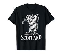 Scotland Highland Cow Playing Golf Funny Scottish Souvenir T-Shirt