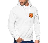 Scotland Hoodie for Men Football 2021 Retro Rugby Hooded Sweatshirt Embroidered Crest Badge Royal Lion Rampant Flag, S, White