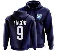 Scotland Hoodys for Men - Scotland Flag Badge Custom Name and Number Hoodie - Football Personalised Retro Europe Summer 2022 Footy Gifts for Him - Unique Cup Footie Hood, Navy, L