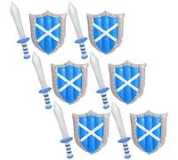 Scotland Inflatable Shield & Sword - 45x32cm Scottish Flag Shield & 62cm Blue Sword with St Andrew Print - Scottish Football, Rugby, Six Nations, Fancy Dress & Supporters Accessory - Pack Of 6