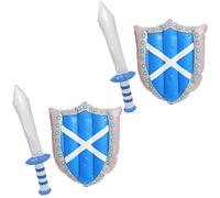 Scotland Inflatable Shield & Sword - 45x32cm Scottish Flag Shield & 62cm Blue Sword with St Andrew Print - Scottish Football, Rugby, Six Nations, Fancy Dress & Supporters Accessory - Pack Of 2