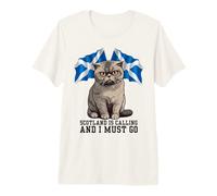 Scotland is Calling and I Must Go Highland Scottish Fold Cat Premium T-Shirt
