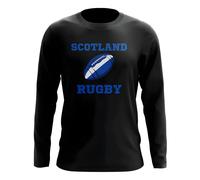 Scotland Junior Rugby Ball Long Sleeve Tee Black | Size: 9-11 Years Scotland Black 9-11 Years