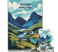 Scotland Landscape Adult Jigsaw Puzzles 1000,Learning Educational Toys Family Games with Matching Poster And Trivia Sheet 38x26cm