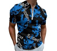 Scotland Lion Men's Golf Polo-Shirt Summer Short Sleeve T-Shirt Quick Dry Muscle Tees S