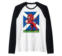 Scotland Lion Rampant Gripping A Rugby Ball Raglan Baseball Tee