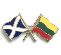 Scotland & Lithuania Flags Friendship Courtesy Enamel Lapel Pin Badge T1048