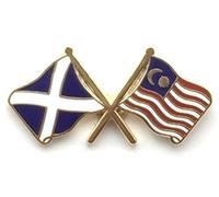 Scotland & Malaysia Flags Friendship Courtesy Enamel Lapel Pin Badge T541