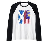 Scotland Malaysia Half Flag Scottish Malaysian Heritage Raglan Baseball Tee