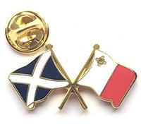 Scotland & Malta Flags Friendship Courtesy Enamel Lapel Pin Badge *New Size*