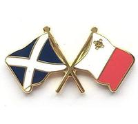 Scotland & Malta Flags Friendship Enamel Lapel Pin Badge T1202