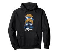 Scotland Mama Messy Bun Country Pride Roots Scottish Proud Pullover Hoodie