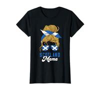 Scotland Mama Messy Bun Country Pride Roots Scottish Proud T-Shirt