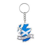 Scotland Map Keychain with Saltire Flag, Acrylic Country Souvenir Key Ring for Travelers & Scots Abroad, Cute Bag Charm for Backpack Purse Luggage