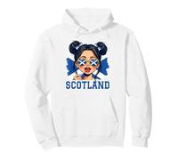 Scotland Messy Bun Girl Scottish Flag for Women Scots Pullover Hoodie