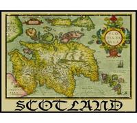 Scotland Metal Sign, Vintage Map of Historical Clan Borders, Retro Den, Library Decor TIN SIGN 7.8X11.8 INCH