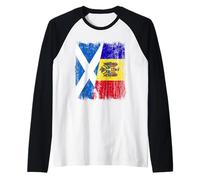 Scotland Moldova Half Flag Scottish Moldovan Heritage Raglan Baseball Tee