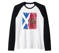 Scotland Morocco Half Flag Scottish Moroccan Heritage Jersey Raglan Baseball Tee
