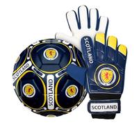 Scotland Official Size 4 Football & Boys Goalkeeper Gloves Junior Gift Set