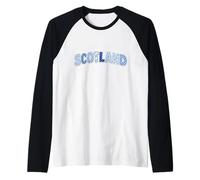 Scotland Patchwork Floral Stripes, Blue Vintage Cottage core Raglan Baseball Tee