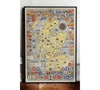 Scotland - Pictorial Map, 1950 - Historical Map Print by Bartholomew - 16in x 24in