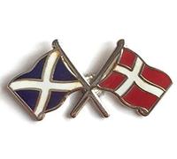 SCOTLAND SALTIRE & DENMARK FRIENDSHIP FLAGS NATIONAL ENAMEL LAPEL PIN BADGE