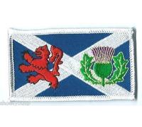 SCOTLAND SALTIRE LION RAMPANT WITH THISTLE EMBROIDERED PATCH BADGE