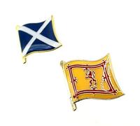 Scotland Saltire Scottish Lion Yellow & Red Metal Enamel Country Blue Flag Pin Badge Pack of 2