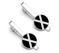 Scotland Scottish Flag 1 Tie Clip for Men,Round Tie Bar Clips And Cufflinks Set for Luxury Clothing Accessories 2 Pcs&-A0B1