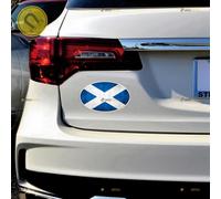 Scotland Scottish Flag Oval Car Magnet Distressed Magnetic Sticker Decal - 2 Pack Glossy 10.2cm - for Truck Door Fridge Reusable Waterproof