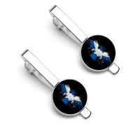 Scotland Scottish Flag Tie Clip for Men,Round Tie Bar Clips And Cufflinks Set for Luxury Clothing Accessories 2 Pcs-O7DS