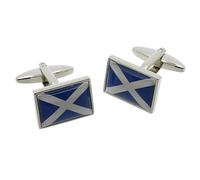 Scotland Scottish Saltire St Andrews Flag Rodium Plated Metal Cufflinks Presented in a Gift Box