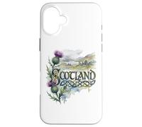Scotland Scottish Thistle with Lake and Castle Ruins Case for iPhone 16 Plus
