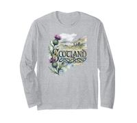 Scotland Scottish Thistle with Lake and Castle Ruins Long Sleeve T-Shirt