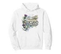 Scotland Scottish Thistle with Lake and Castle Ruins Pullover Hoodie